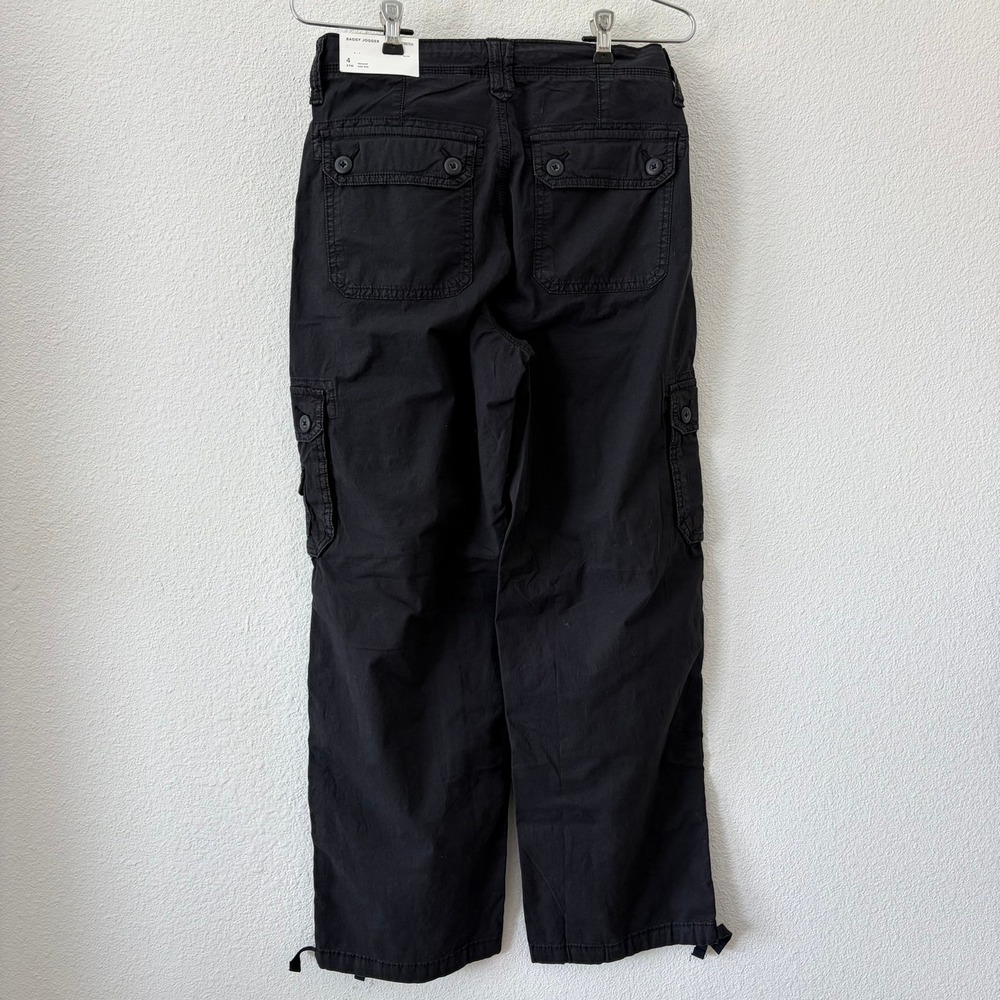 American Eagle Baggy Jogger Women 4 Black NWT High Rise Cargo Stretch Pants - Picture 4 of 7